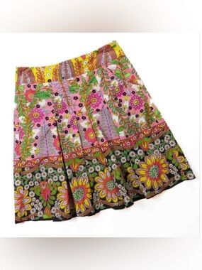 CAbi Women’s Vintage Y2K Ashbury Floral High Rise A-Line Pleated Skirt Size 4